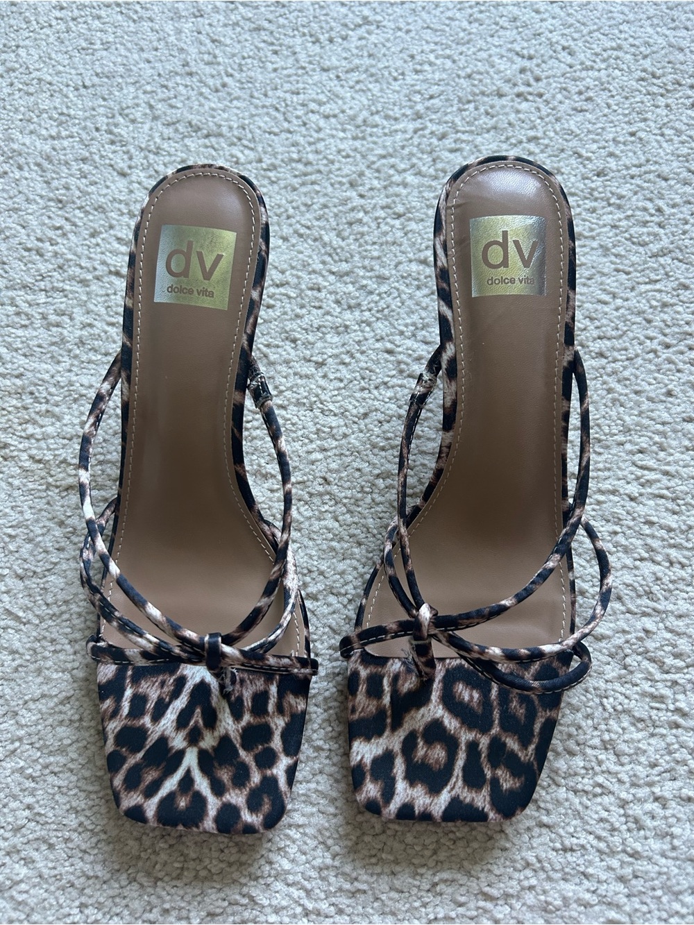 Dolce Vita Leopard-Print Strappy Square-Toe Slide Sandals - Brown/Black